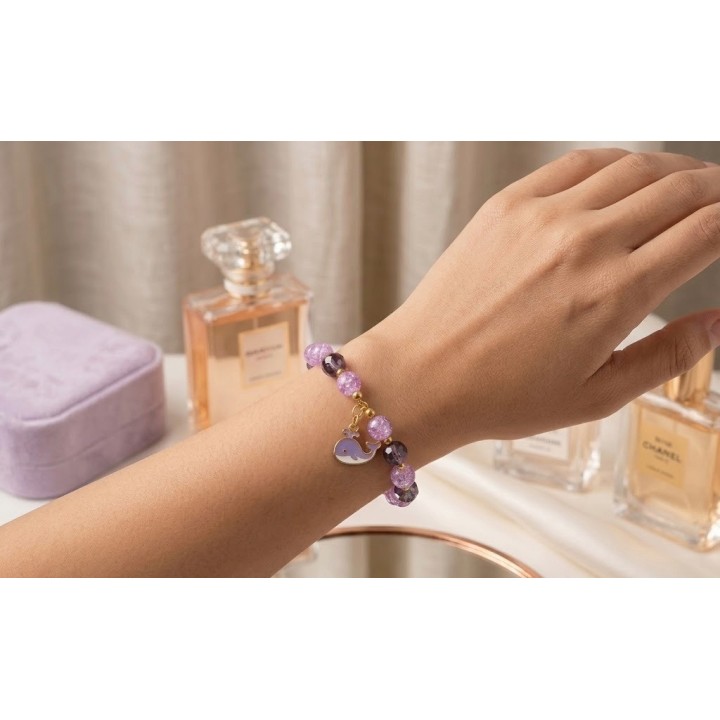 Amethyst Whale Beaded Bracelet
